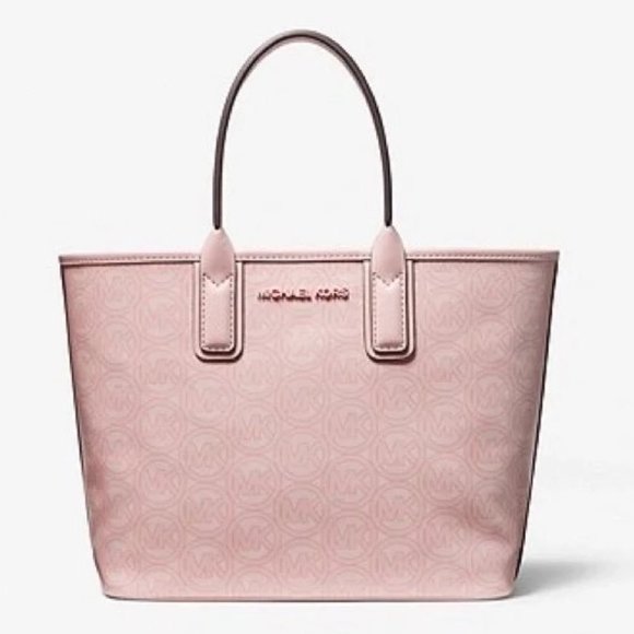 NWT MICHAEL KORS JODIE SMALL LOGO JACQUARD TOTE (POWDER BLUSH) - Picture 2 of 13
